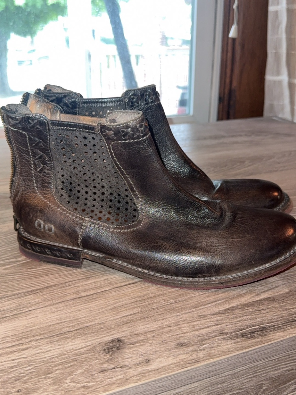 BED|STU women’s  Dark Brown Perforated Leather Chukka Boots